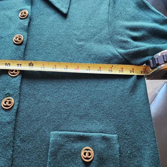 Danielle Women's Green Acrylic Blend Long Sleeve Front Buttons Sweater Jacket - Picture 9 of 12